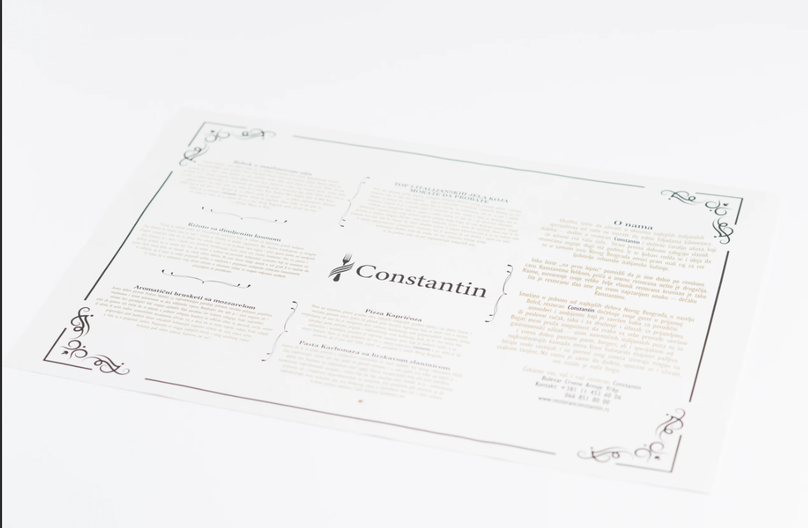 Jednokratni papirnati stolni podmetači