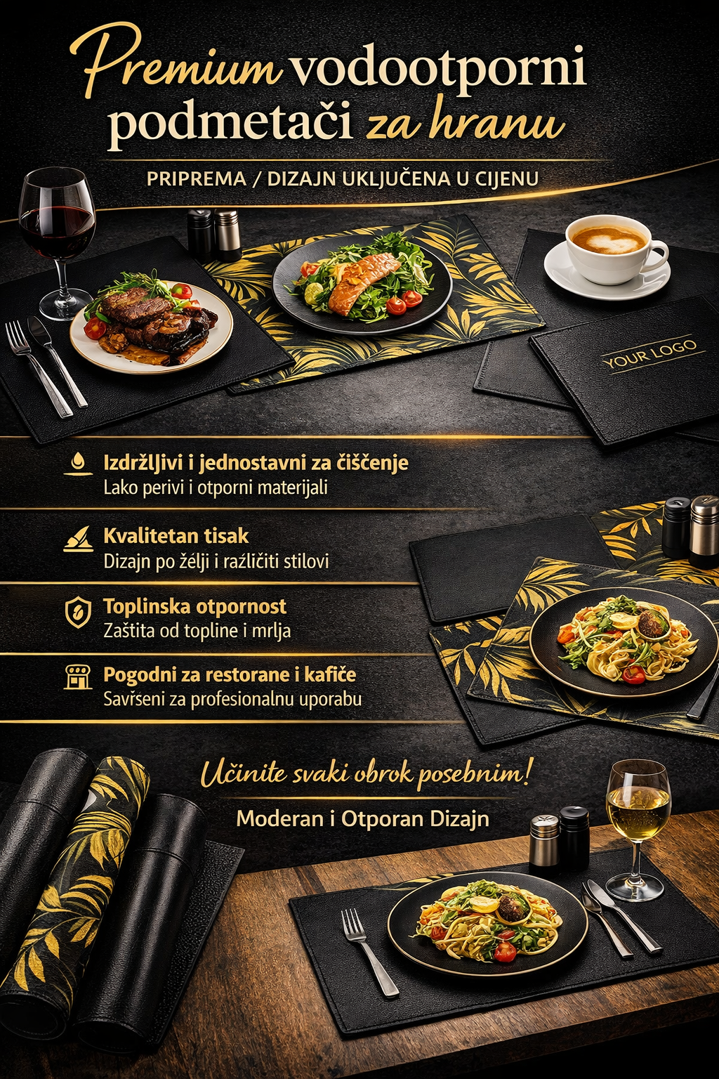 Perivi vodootporni podmetači za hranu